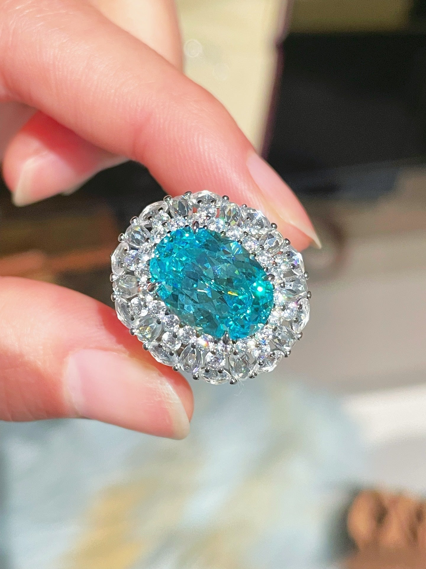 Luxury Craftsmanship Paraiba Rose - Cut Cocktail Ring - floysun