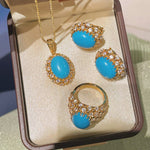 Luxury Full Pavé Turquoise - Blue Halo Ring - floysun