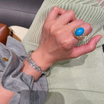 Luxury Full Pavé Turquoise - Blue Halo Ring - floysun