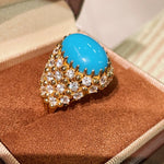 Luxury Full Pavé Turquoise - Blue Halo Ring - floysun