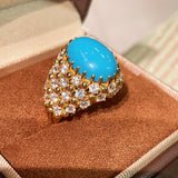 Luxury Full Pavé Turquoise - Blue Halo Ring - floysun