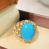 Luxury Full Pavé Turquoise - Blue Halo Ring - floysun