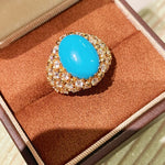 Luxury Full Pavé Turquoise - Blue Halo Ring - floysun