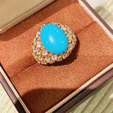 Luxury Full Pavé Turquoise - Blue Halo Ring - floysun