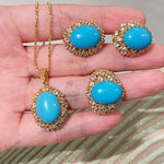 Luxury Full Pavé Turquoise - Blue Halo Stud Earrings - floysun