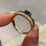 Luxury T - Bar Sapphire Row Ring – Handcrafted Pave Diamonds - floysun