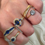 Luxury T - Bar Sapphire Row Ring – Handcrafted Pave Diamonds - floysun