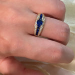 Luxury T - Bar Sapphire Row Ring – Handcrafted Pave Diamonds - floysun