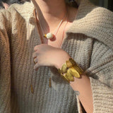 Lvory Candy and Gold Bean Long Style Pendant Necklace - floysun