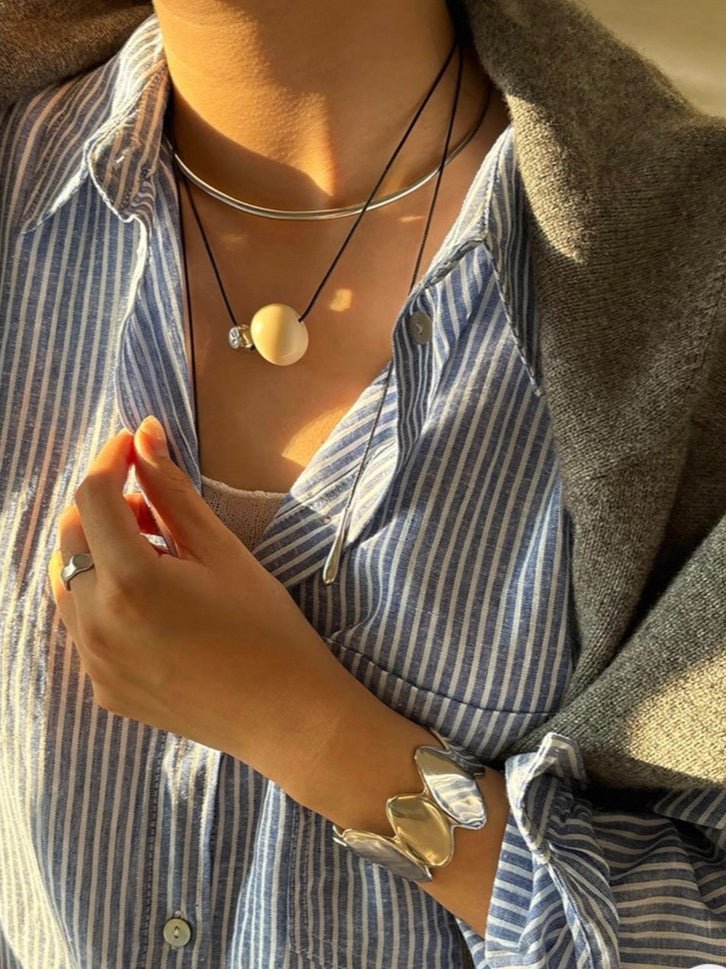 Lvory Candy and Gold Bean Long Style Pendant Necklace - floysun