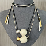 Lvory Candy and Gold Bean Long Style Pendant Necklace - floysun