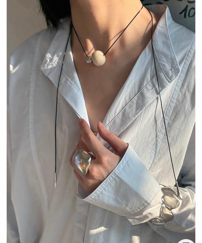 Lvory Candy and Gold Bean Long Style Pendant Necklace - floysun