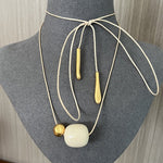Lvory Candy and Gold Bean Long Style Pendant Necklace - floysun