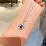 Marquise Blue Sapphire Cabochon Necklace - floysun
