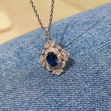 Marquise Blue Sapphire Cabochon Necklace - floysun