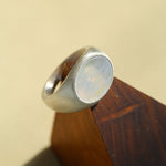 Matte Sterling Silver Semi - Precious Series 925 Silver Oval Ring - floysun