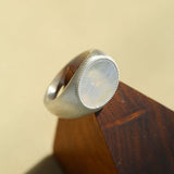 Matte Sterling Silver Semi - Precious Series 925 Silver Oval Ring - floysun