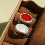 Matte Sterling Silver Semi - Precious Series 925 Silver Oval Ring - floysun