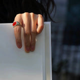 Matte Sterling Silver Semi - Precious Series 925 Silver Oval Ring - floysun