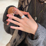 Matte Sterling Silver Semi - Precious Series 925 Silver Oval Ring - floysun