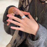 Matte Sterling Silver Semi - Precious Series 925 Silver Oval Ring - floysun