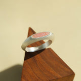 Matte Sterling Silver Semi - Precious Series Band Ring - floysun