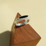 Matte Sterling Silver Semi - Precious Series Band Ring - floysun
