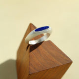 Matte Sterling Silver Semi - Precious Series Band Ring - floysun