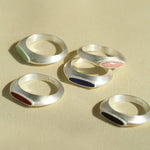Matte Sterling Silver Semi - Precious Series Band Ring - floysun