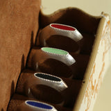 Matte Sterling Silver Semi - Precious Series Band Ring - floysun