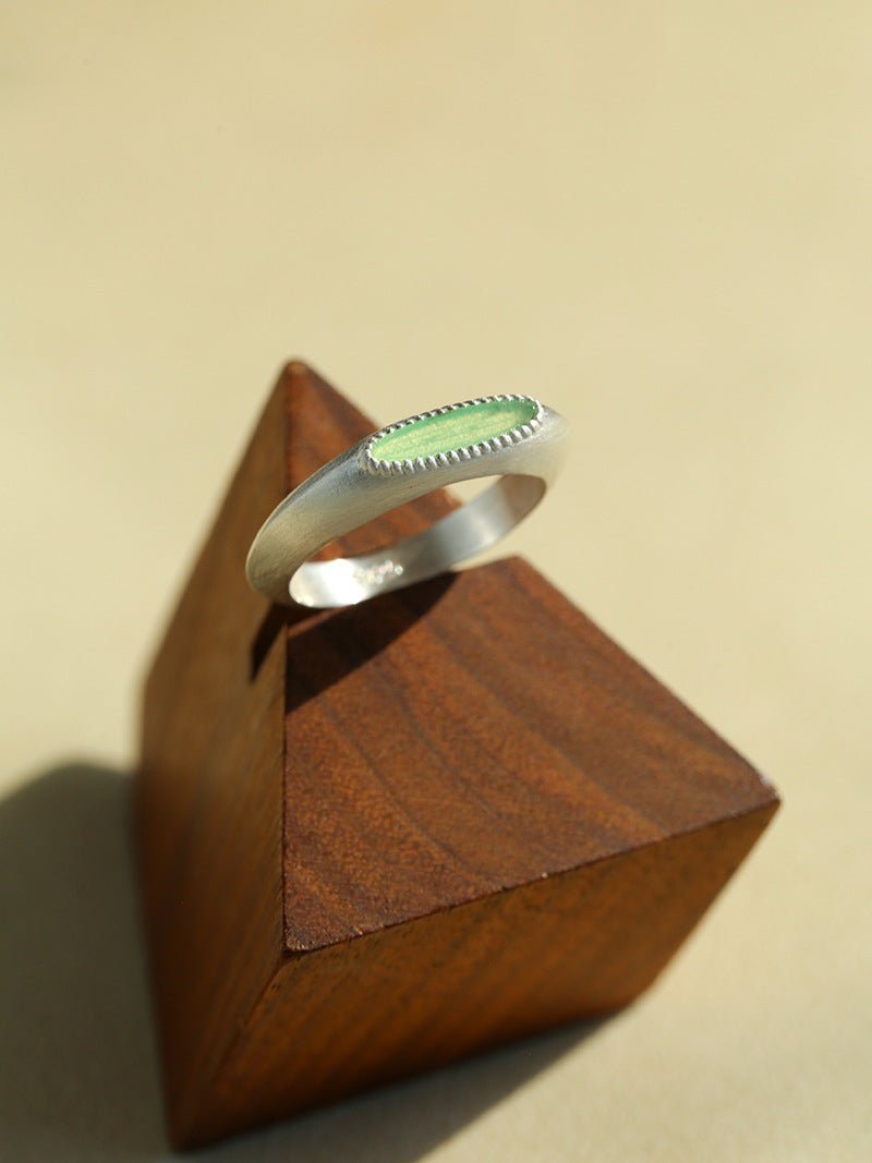 Matte Sterling Silver Semi - Precious Series Band Ring - floysun