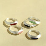 Matte Sterling Silver Semi - Precious Series Band Ring - floysun