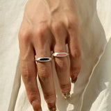 Matte Sterling Silver Semi - Precious Series Band Ring - floysun