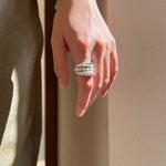 Matte Sterling Silver Semi - Precious Series Band Ring - floysun