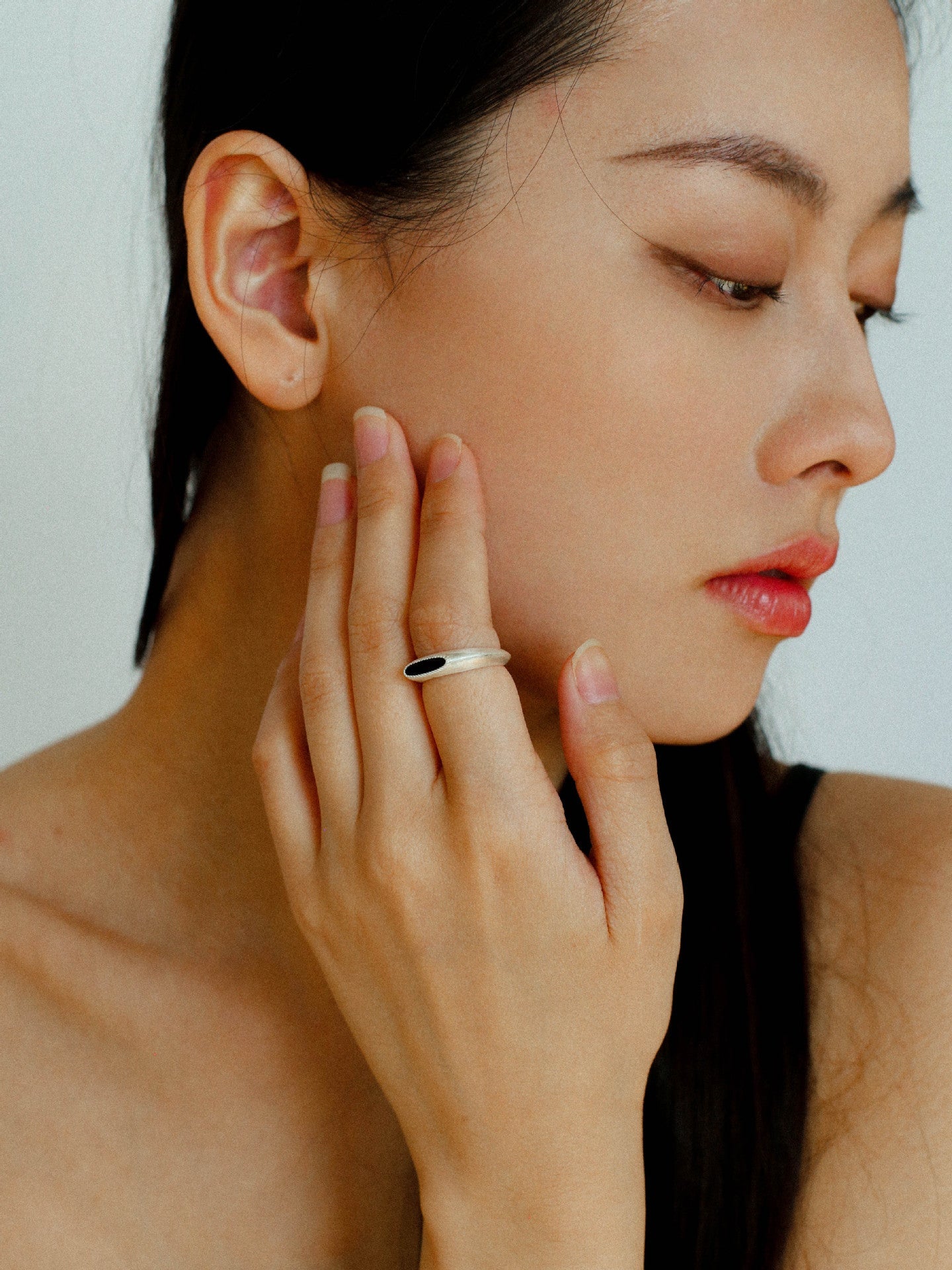 Matte Sterling Silver Semi - Precious Series Band Ring - Blue Lapis Lazuli - floysun