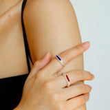Matte Sterling Silver Semi - Precious Series Band Ring - Blue Lapis Lazuli - floysun