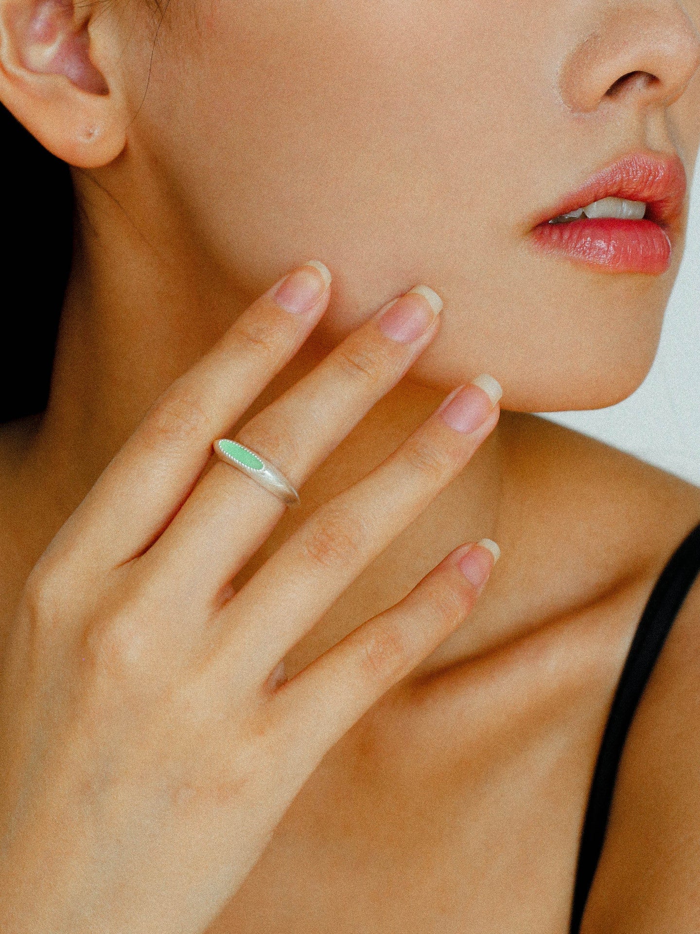 Matte Sterling Silver Semi - Precious Series Band Ring - Blue Lapis Lazuli - floysun