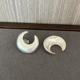 Matte Sterling Silver Series Frosted Moon Bud Simple Stud Earrings - floysun