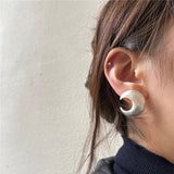 Matte Sterling Silver Series Frosted Moon Bud Simple Stud Earrings - floysun