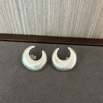 Matte Sterling Silver Series Frosted Moon Bud Simple Stud Earrings - floysun