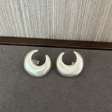 Matte Sterling Silver Series Frosted Moon Bud Simple Stud Earrings - floysun