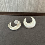 Matte Sterling Silver Series Frosted Moon Bud Simple Stud Earrings - floysun