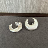 Matte Sterling Silver Series Frosted Moon Bud Simple Stud Earrings - floysun