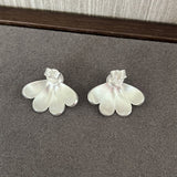 Matte Sterling Silver Series Soma Flower Pearls Earrings - floysun