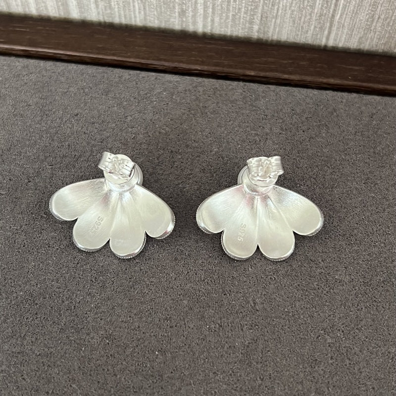 Matte Sterling Silver Series Soma Flower Pearls Earrings - floysun