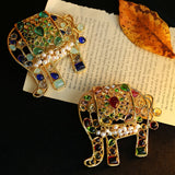 Medieval Handmade Colored Glazed Elephant Brooch - floysun