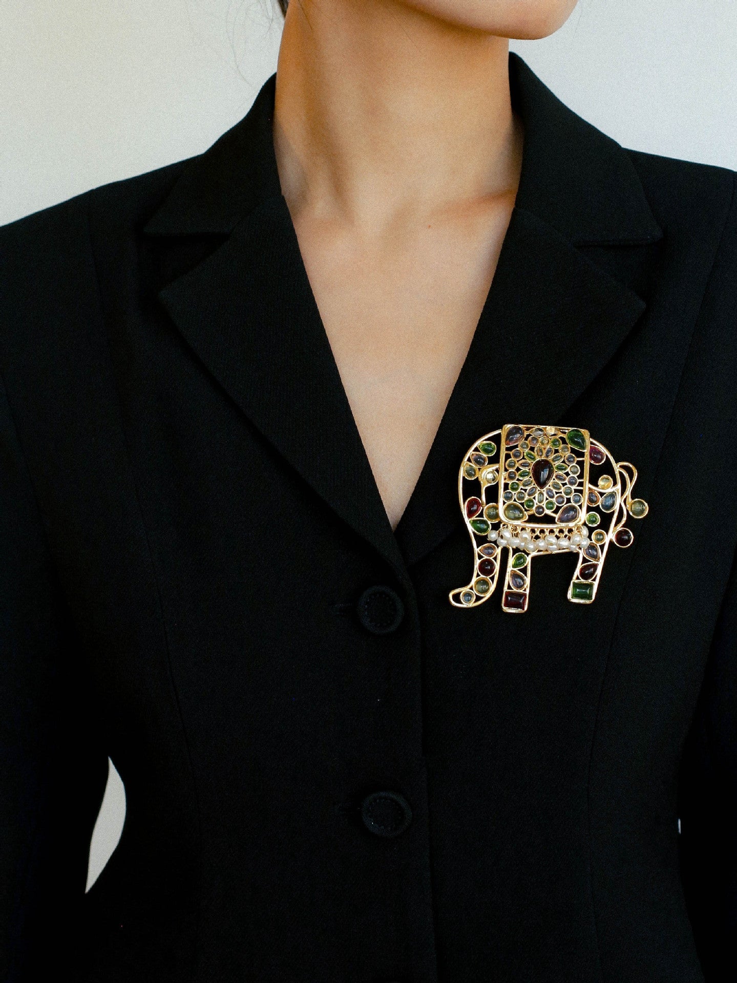 Medieval Handmade Colored Glazed Elephant Brooch - floysun