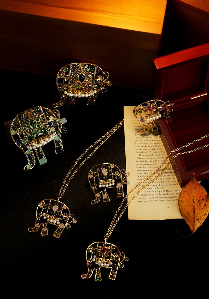 Medieval Handmade Colored Glazed Elephant Brooch - floysun