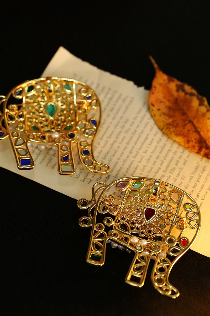 Medieval Handmade Colored Glazed Elephant Brooch - floysun