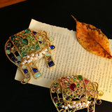 Medieval Handmade Colored Glazed Elephant Brooch - floysun